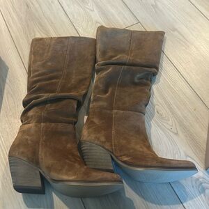 Suede knee high boots